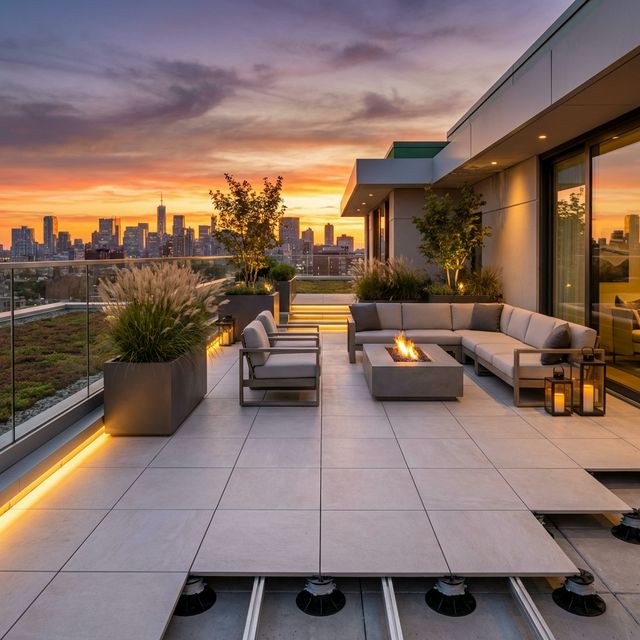 Terrasse moderne sur plots